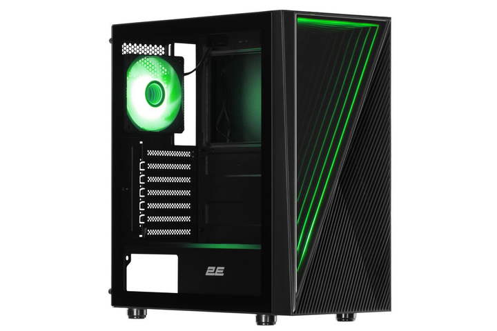 Корпус 2E GAMING INFINITY G205А, без БР, 2xUSB 3.0, 1xUSB Type-C, 1x120mm ARGB fan, 2x120mm fans, ARGB strip, TG Side Panel, ATX, Black - зображення 2