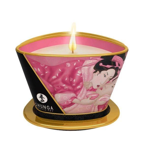 Массажная свеча Shunga Massage Candle - Rose Petals (170 мл) с афродизиаками - изображение 2