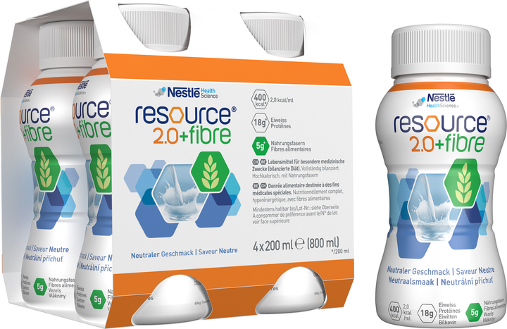 Энтеральное питание Nestle Resource 2.0+Fibre с нейтральным вкусом 4 шт ...