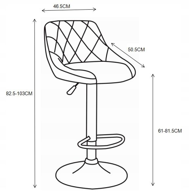 Барний стілець OTE Omega-G Velvet зі спинкою 50.5 x 46.5 x 82.5 - 103 см Чорний (5908221410033) - зображення 9