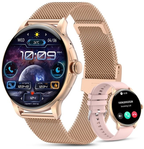 Женские часы Uwatch Smart Holiday Gold Steel, 2 ремешка - изображение 1