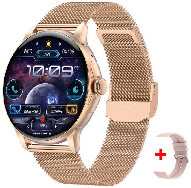 Женские часы Uwatch Smart Holiday Gold Steel, 2 ремешка - изображение 2