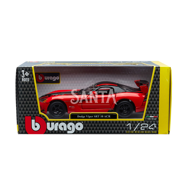 Машинка металлическая Dodge Viper Srt10 Acr Додж 1:24 красная 18*9*6см (18-22114) - Фото 6 Машинка металлическая Dodge Viper Srt10 Acr Додж 1:24 красная 18*9*6см (18-22114) - изображение 6