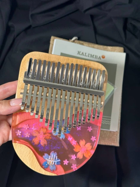 Калимба Музыкальный Инструмент Океан Цветов 17 key /язычков Kalimba Pink Queen Flowers - изображение 8
