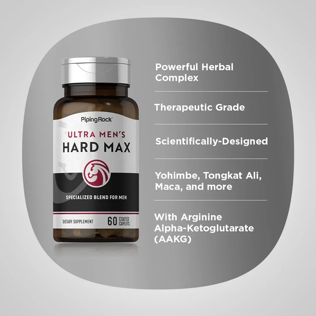 Стимулятор тестостерону Piping Rock Ultra Men`s Hard Max 60 капсул - зображення 3