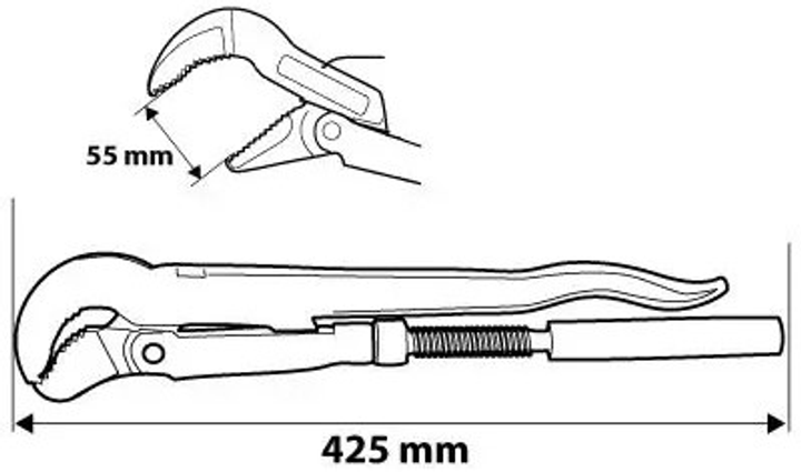 Ключ для труб NEO Tools тип S 1.5" 425 мм 02-122 (5907558404074) - зображення 2