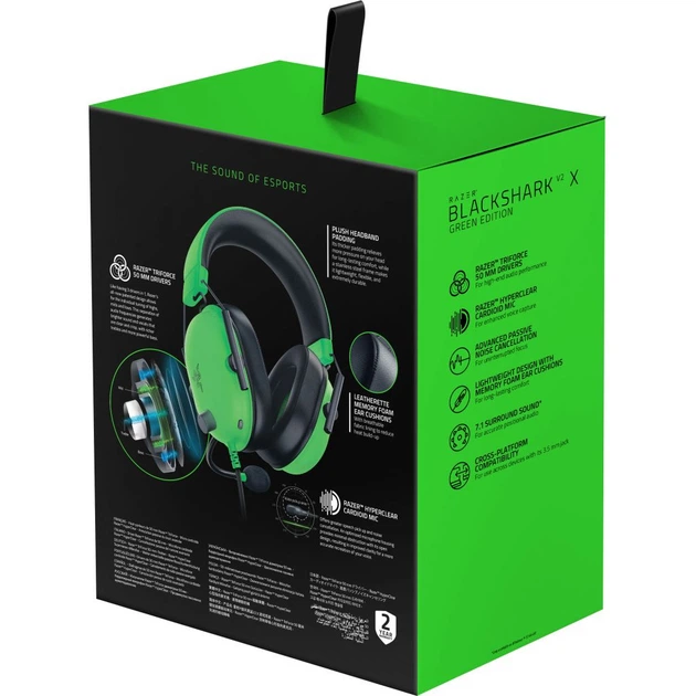 Наушники Razer Blackshark V2 X Green (RZ04-03240600-R3M1) - изображение 6