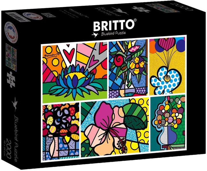 Puzzle Bluebird Kwiaty Romero Britto 98 x 69 cm 2000 elementów (3663384900235) - obraz 1