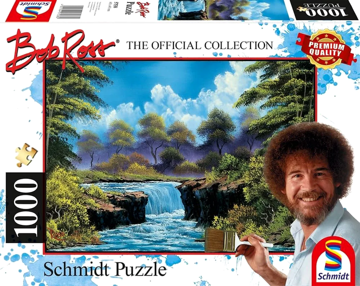 Puzzle Schmidt Bob Ross Wodospad w dolinie 69 x 49 cm 1000 elementów (4001504575380) - obraz 1