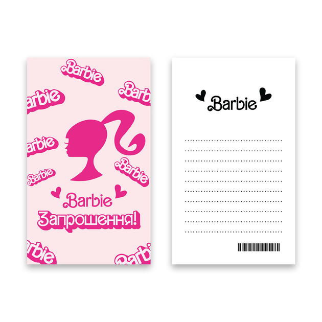 Запрошення На День Народження Барбі Barbie 10шт (7x12см) - зображення 2