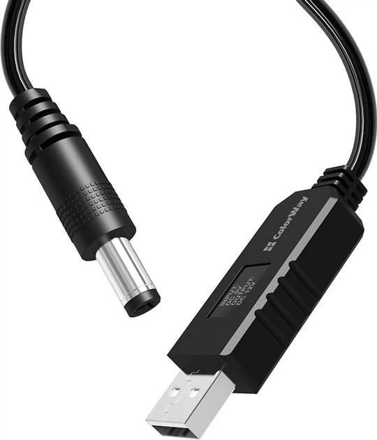 Кабель питания для роутера ColorWay 12V (USB-DC 5.5х2.5 мм) 1 м Black (CW-CBUD067-BK) - изображение 5