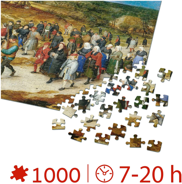 Puzzle D-Toys Brueghel Procesja małżeńska 68 x 47 cm 1000 elementów (5947502876854) - obraz 3