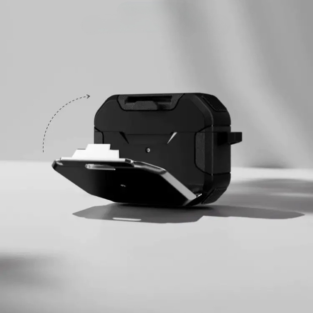 Защитный кейс-чехол Yoobao для наушников AirPods 2 с карабином, держателем для телефона, защёлкой, чёрный - Фото 3 Защитный кейс-чехол Yoobao для наушников AirPods 2 с карабином, держателем для телефона, защёлкой, чёрный - изображение 3