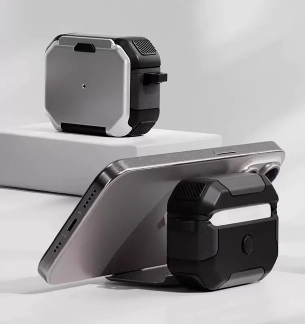 Защитный кейс-чехол Yoobao для наушников AirPods 2 с карабином, держателем для телефона, защёлкой, чёрный - Фото 6 Защитный кейс-чехол Yoobao для наушников AirPods 2 с карабином, держателем для телефона, защёлкой, чёрный - изображение 6