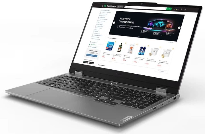 Ноутбук Lenovo LOQ 15ARP9 (83JC00NFRA) Luna Grey / 15.6" IPS 144 Гц / AMD Ryzen 5 7235HS / RAM 16 ГБ / SSD 512 ГБ / RTX 3050, 6 ГБ (TDP 95 Вт) / LAN / RGB Подсветка клавиатуры - изображение 3