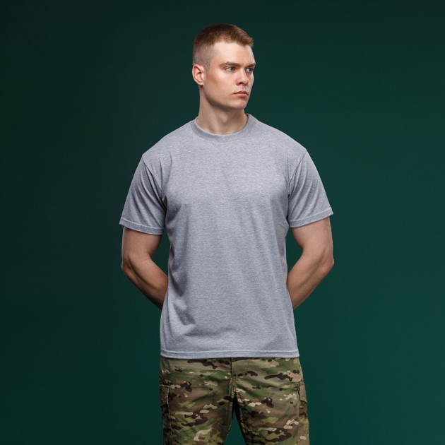 Футболка Basic Military Ukrarmor T-shirt без логотипа. Cotton and Elastane, серый L - изображение 2