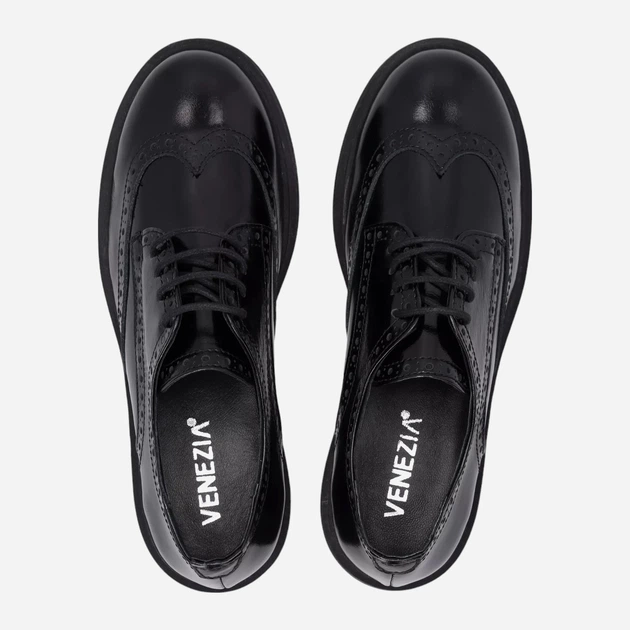 Brogsy damskie skórzane VENEZIA D020PABLOBL032 40 Czarne (5906140521274) - obraz 5