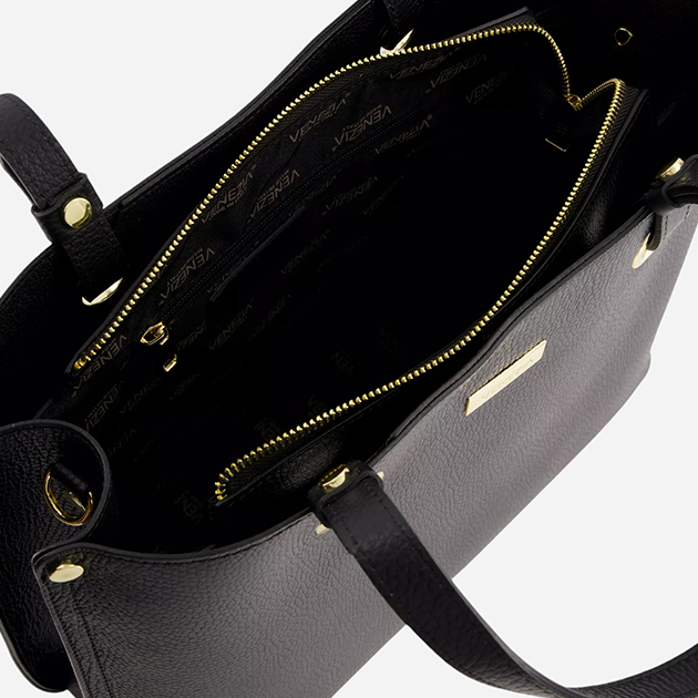Torba shopper damska ze skóry naturalnej VENEZIA D001LEBLTOR226 Czarna (5906140579466) - obraz 4