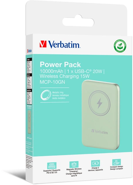 Powerbank Verbatim Charge 'n' Go Power Bank 10000 mAh Green (23942322467) - obraz 4