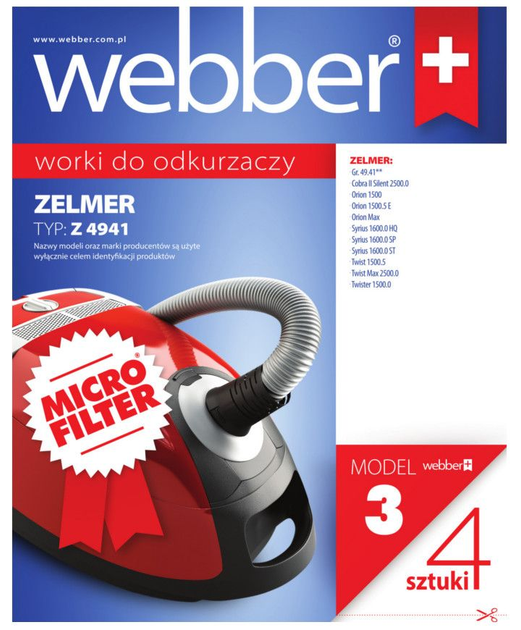 Zestaw worków do odkurzacza Webber Zelmer 4941 (02WWMZ4941) - obraz 1