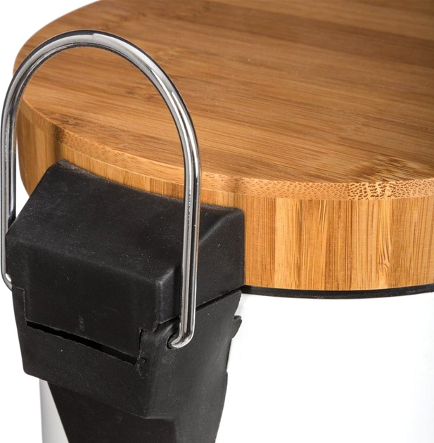 Kosz łazienkowy 5five Simply Smart z bambusową pokrywą 3 l Biały (3560238941072) - obraz 4