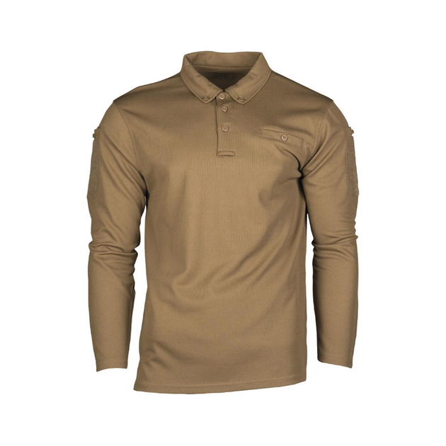 Футболка Поло тактична з довгим рукавом Tactical Long Sleeve Polo Shirt Quick Dry M DARK COYOTE - зображення 1