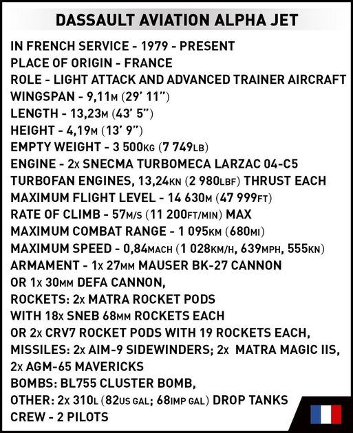 Klocki konstrukcyjne Cobi Armed Forces Alpha Jet Patrouille de France 387 elementów (5902251058418) - obraz 7