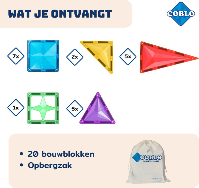 Klocki magnetyczne Coblo Construction Basic 20 elementów (8720299411319) - obraz 2