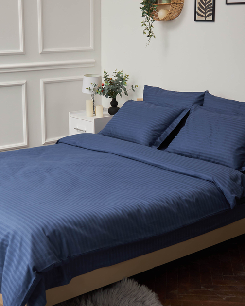 Акція на Підковдра Moon&Star Satin Stripe Delfi Blue Двоспальна 175x210 см (MS-870000422) від Rozetka