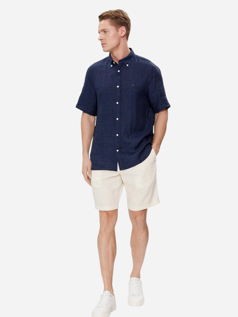 Koszula męska lniana z krótkom rękawem Tommy Hilfiger MW0MW35207-DCC 2XL Granatowa (8720646616176) - obraz 3