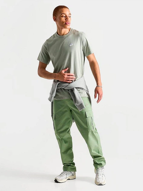 Футболка бавовняна довга чоловіча Nike M Nsw Club Tee AR4997-371 L Оливкова (197597723747) - зображення 3