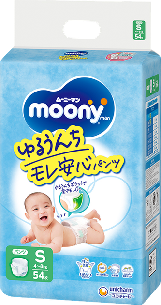 Упаковка подгузников-трусиков Moony S 4-8 кг 54 шт х 2 пачки (4903111137275_1) - Фото 2 Упаковка подгузников-трусиков Moony S 4-8 кг 54 шт х 2 пачки (4903111137275_1) - изображение 2