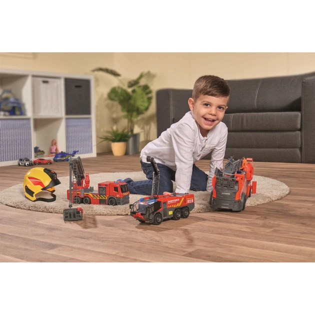 Спецтехника Dickie Toys Пожарная машина Скания с телескопической стремянкой, со звуком и световыми эффектами 35 см (3716017) - Фото 7 Спецтехника Dickie Toys Пожарная машина Скания с телескопической стремянкой, со звуком и световыми эффектами 35 см (3716017) - изображение 7