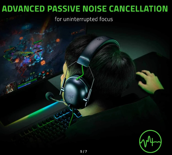 Навушники провідні Razer Blackshark V2 X Green з адаптивним звуком для ігор та мікрофоном - зображення 5