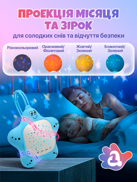 Генератор білого шуму звуків для сну немовлят і дітей портативний підвісний 10 мелодій Зіронька А1 з проектором зоряного неба рожевий (STG-A1-Pink) - Фото 3 Генератор білого шуму звуків для сну немовлят і дітей портативний підвісний 10 мелодій Зіронька А1 з проектором зоряного неба рожевий (STG-A1-Pink) - зображення 3