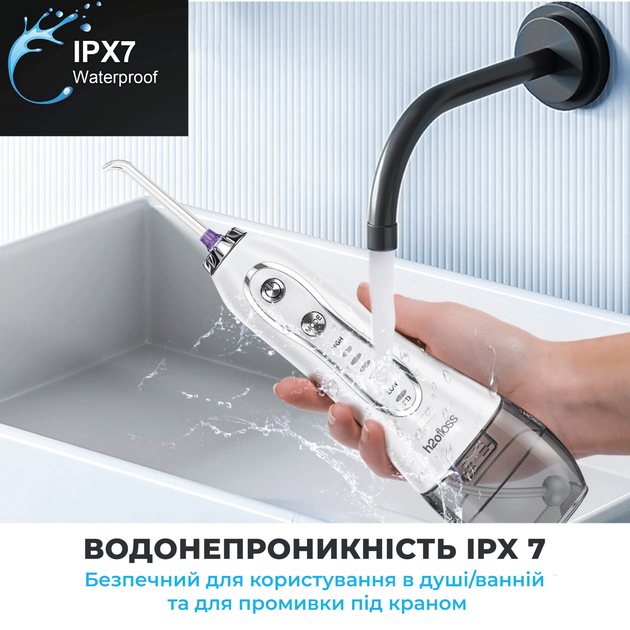 Ирригатор для зубов и чистки полости рта портативный ирригаторы портативные с насадками зубные иригаторы H2ofloss travel kit HF-6 black - изображение 6