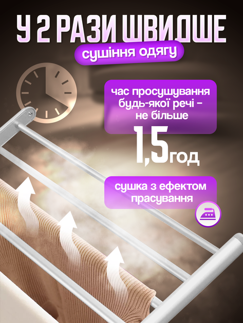 Сушарка для білизни електрична сушка електросушарка складна підлогова розкладна 230W з обігрівом бічних крил електро сушарки підлогові сушки електросушарки для одягу речей складні - Фото 4 Сушарка для білизни електрична сушка електросушарка складна підлогова розкладна 230W з обігрівом бічних крил електро сушарки підлогові сушки електросушарки для одягу речей складні - зображення 4