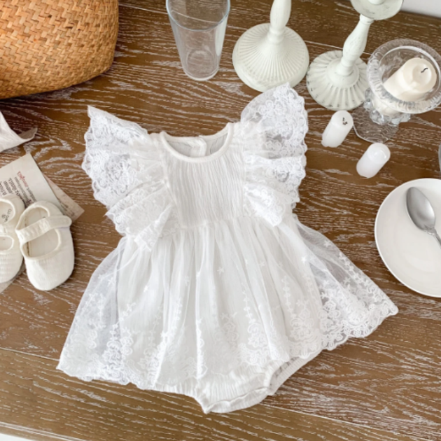 Летний детский бодик с кружевной юбкой Baby Fashion, Белый, 90 см - изображение 5