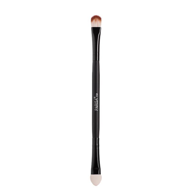 Двостороння кисть для нанесення і розтушовування тіней Parisa Cosmetics P-24 - Фото 1 Двостороння кисть для нанесення і розтушовування тіней Parisa Cosmetics P-24 - изображение 1
