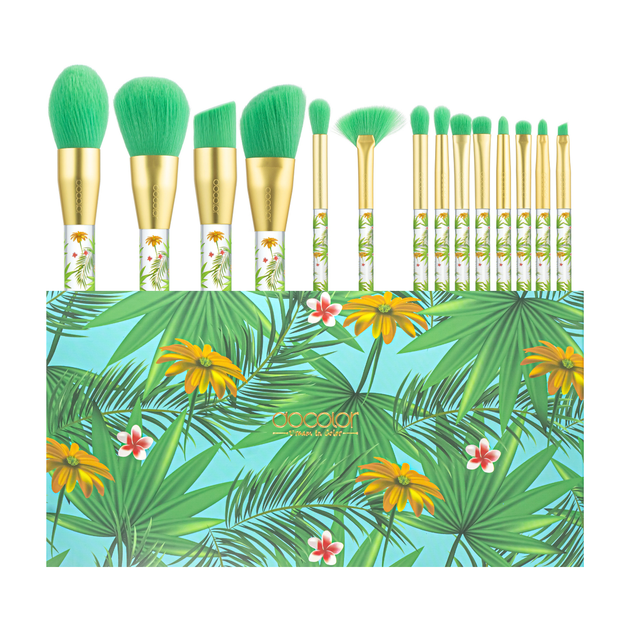 Набір пензлів для макіяжу Docolor Tropical Р1407 (14шт) - Фото 1 Набір пензлів для макіяжу Docolor Tropical Р1407 (14шт) - изображение 1
