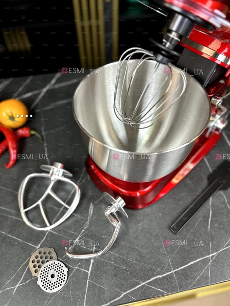 Кухонный комбайн 3 в 1 Rainberg RB-8080 4200Вт красного цвета с функциями : Тестомес , Мясорубка , Блендер , Планетарный миксер - изображение 10