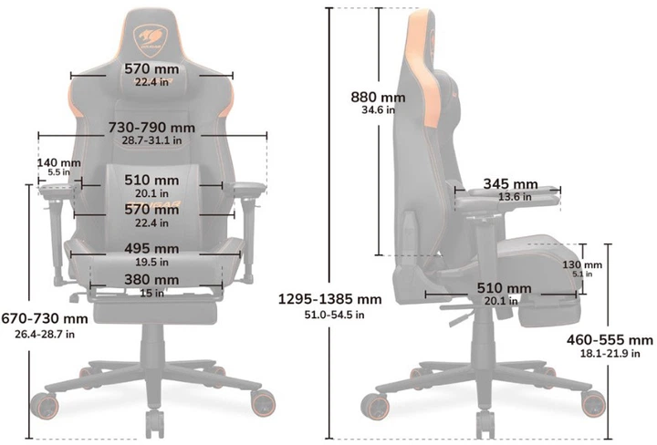 Крісло геймерське Cougar ARMOR EVO M Black-Orange (CGR-EVM) - зображення 10