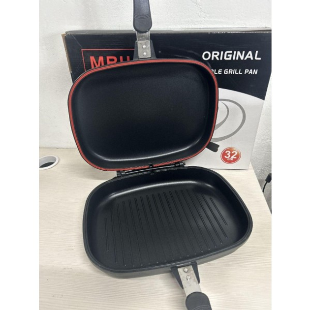 Подвійна сковорода-гриль Double Grill Pan 32 см з антипригарним покриттям 062j - зображення 7