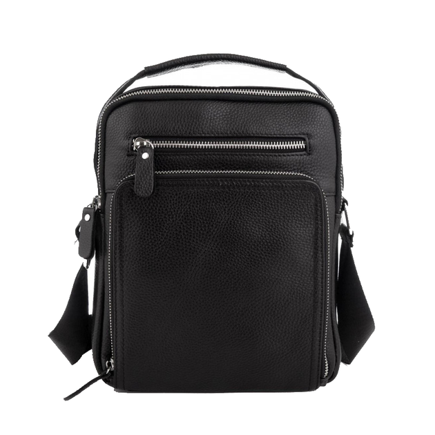 Сумка мужская кожаная черная Tiding Bag M5608-1A через плечо с ручкой - Фото 3 Сумка мужская кожаная черная Tiding Bag M5608-1A через плечо с ручкой - изображение 3