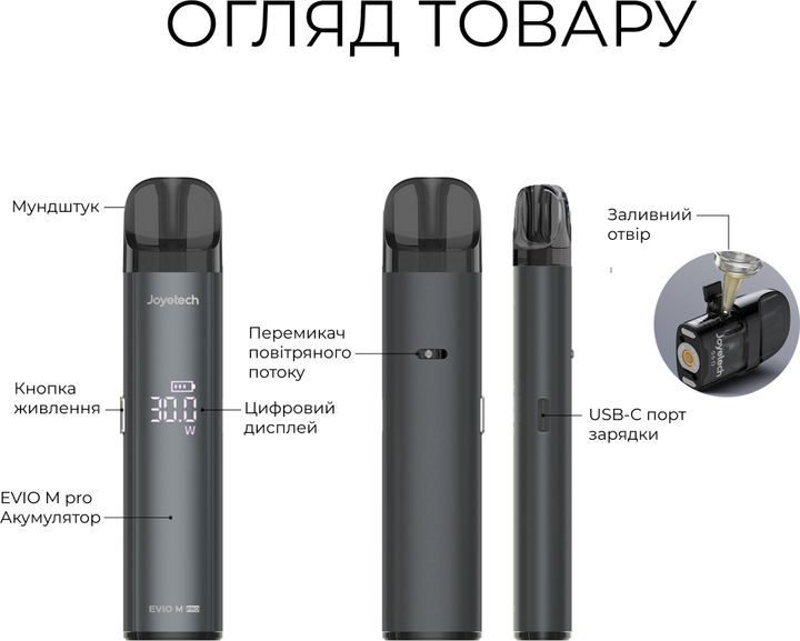 POD система JOYETECH EVIO M PRO (6941908323904) - Фото 3 POD система JOYETECH EVIO M PRO (6941908323904) - изображение 3