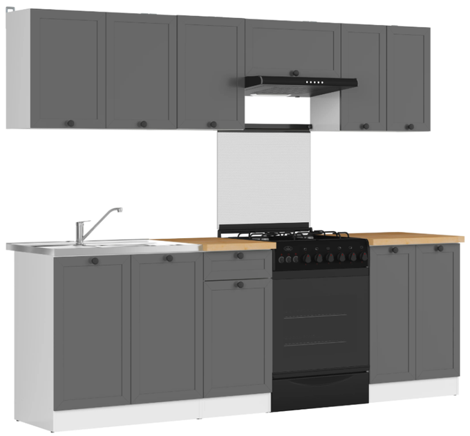 Кухонні гарнітури зі стільницею Junona Line 240 Black Red White 240 (JUNONA_MODUL_WER_2/240_ZBL) 169952 - зображення 2