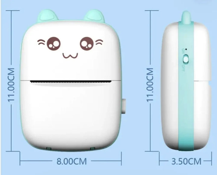 Портативный мини принтер Mini Printer термопринтер карманный детский Синий +1 рулон - изображение 3