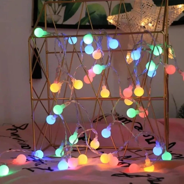 Светодиодная гирлянда "Шарики" 20 LED, 5м + переходник, 220V, IP44, Мультиколор - изображение 9