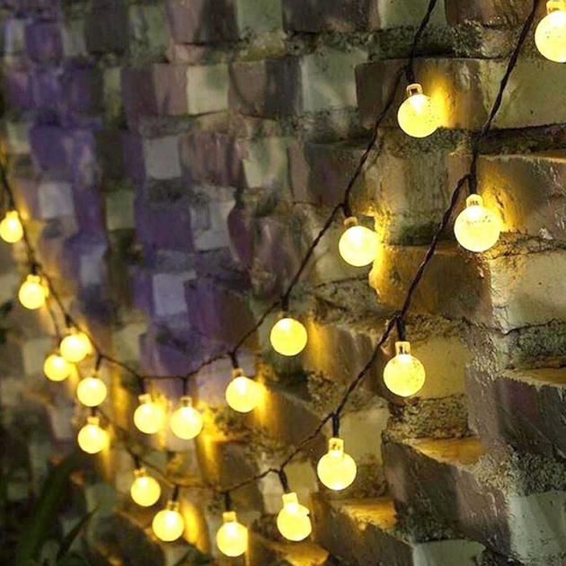 Светодиодная уличная гирлянда "Шарики прозрачные" 40 LED, 8м + переходник, 220V, IP44, Теплый белый - изображение 8