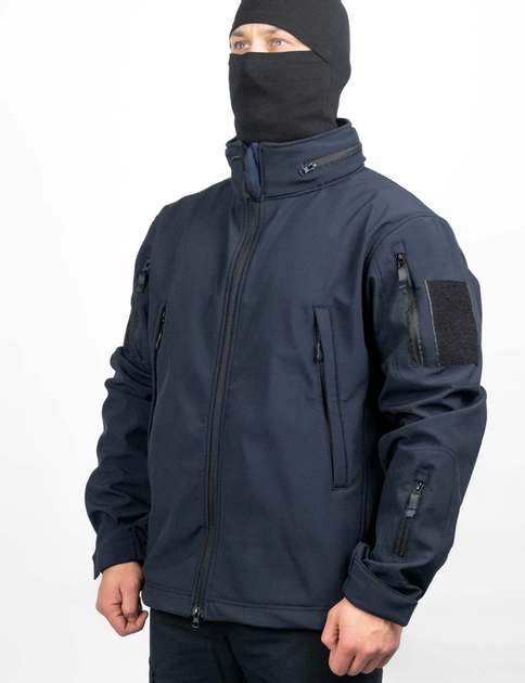 Демісезонна тактична куртка WinTac Soft Shell Stalker Dark Navy Blue 2XL темно-синя - изображение 2